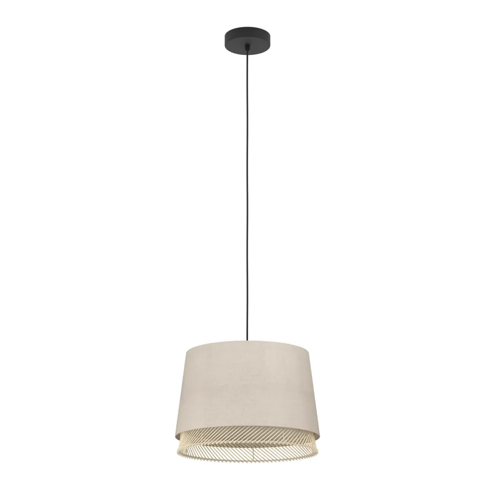 EGLO hanglamp Tabley - e27 - ø 38 cm - natuur/bruin/zwart - textiel