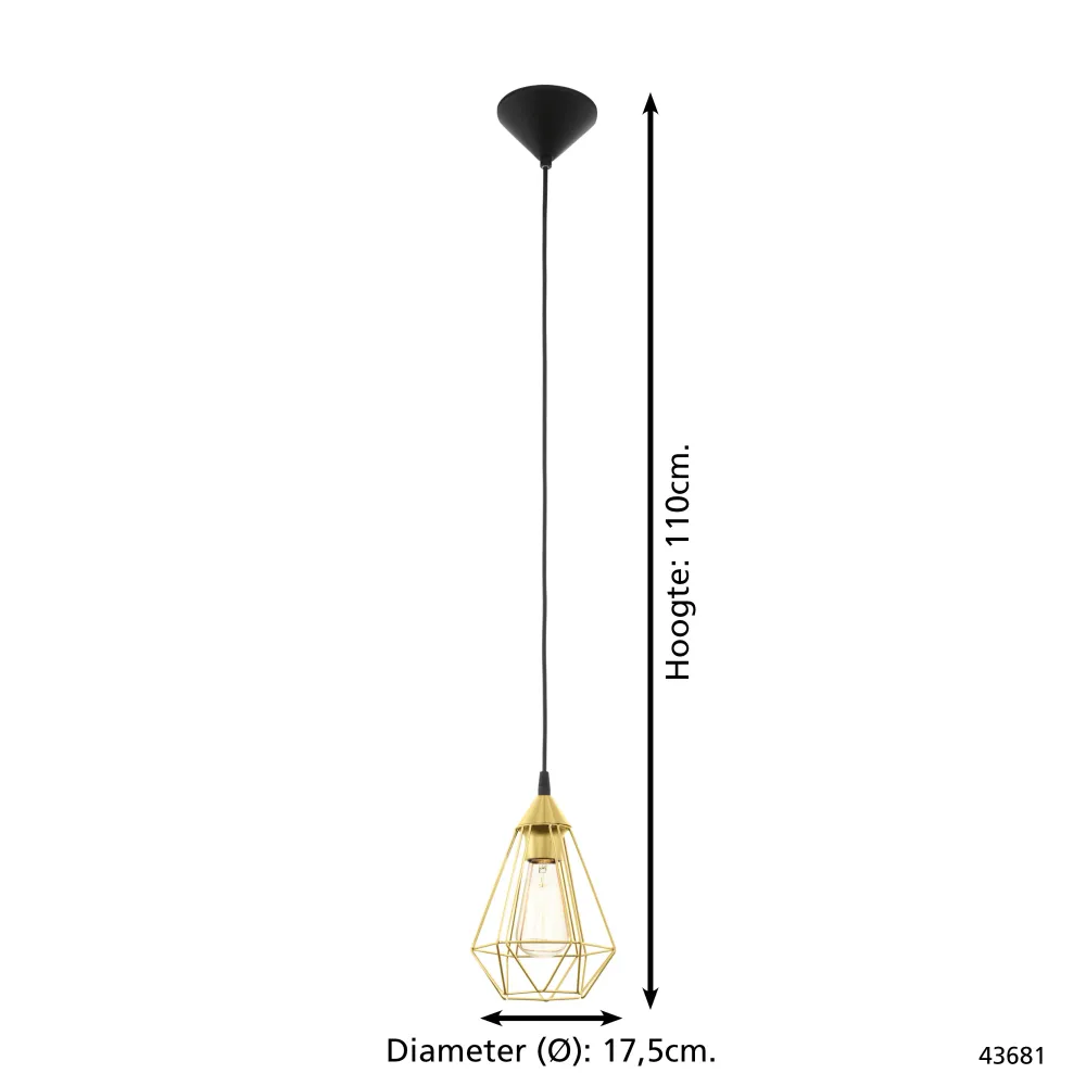EGLO hanglamp Tarbes - e27 - ø 17,5 cm - goud