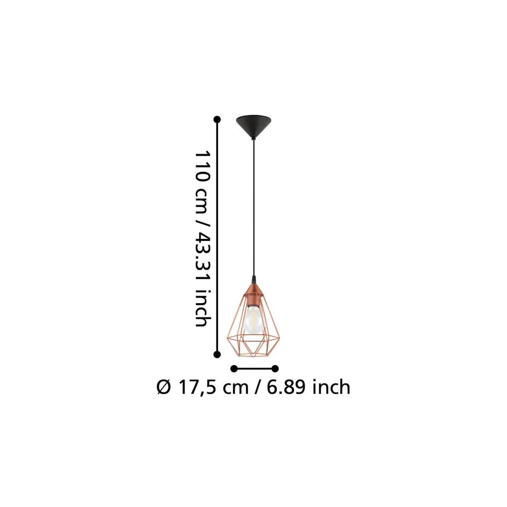 EGLO hanglamp Tarbes - e27 - ø 17,5 cm - koper
