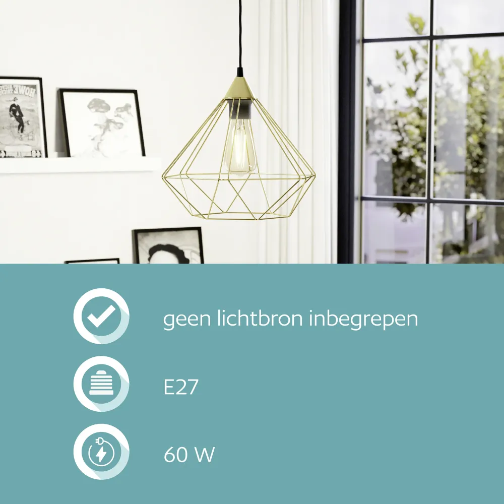 EGLO hanglamp Tarbes - e27 - 32.5 cm - goud