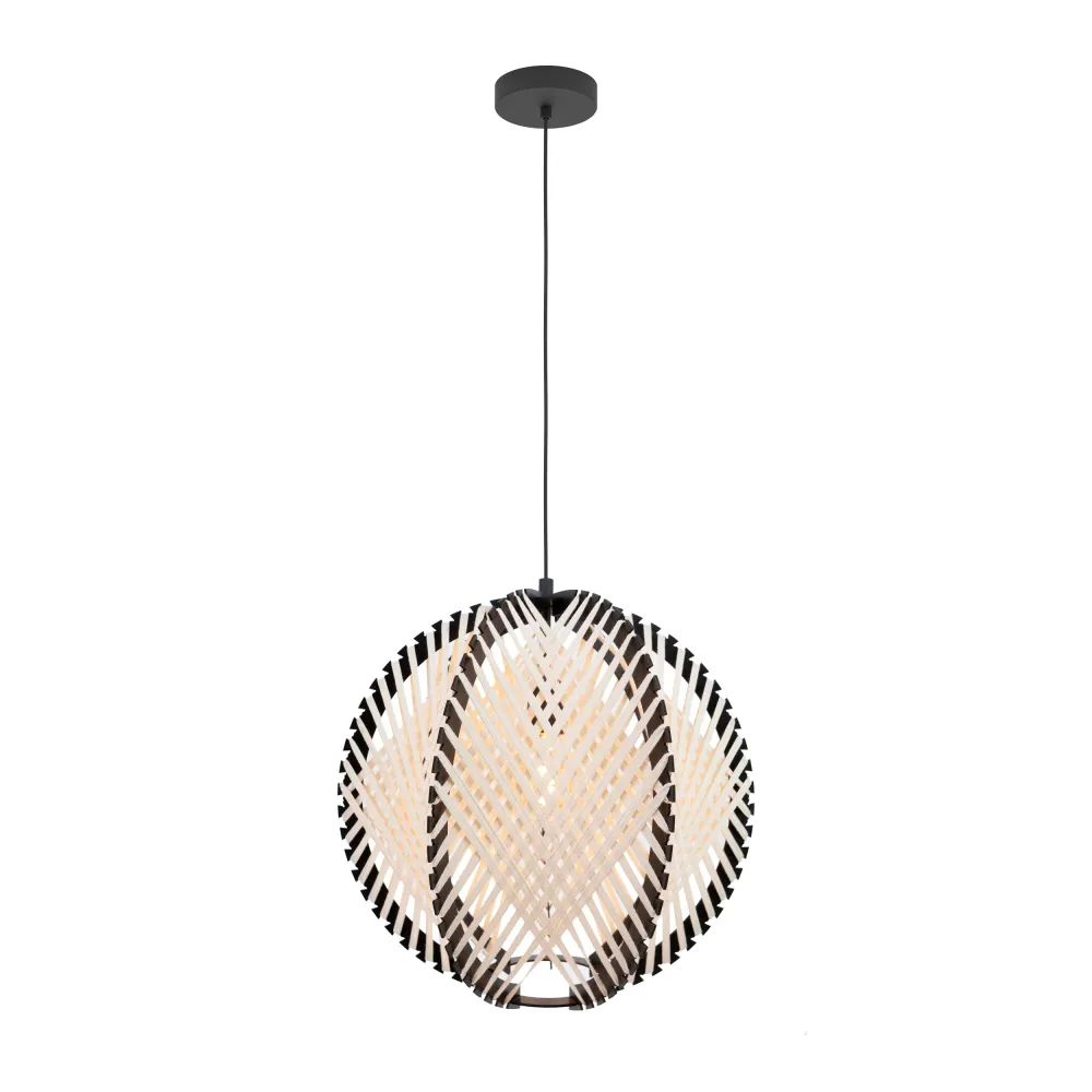 EGLO hanglamp Waverton - e27 - ø 40 cm - zwart/wit - textiel