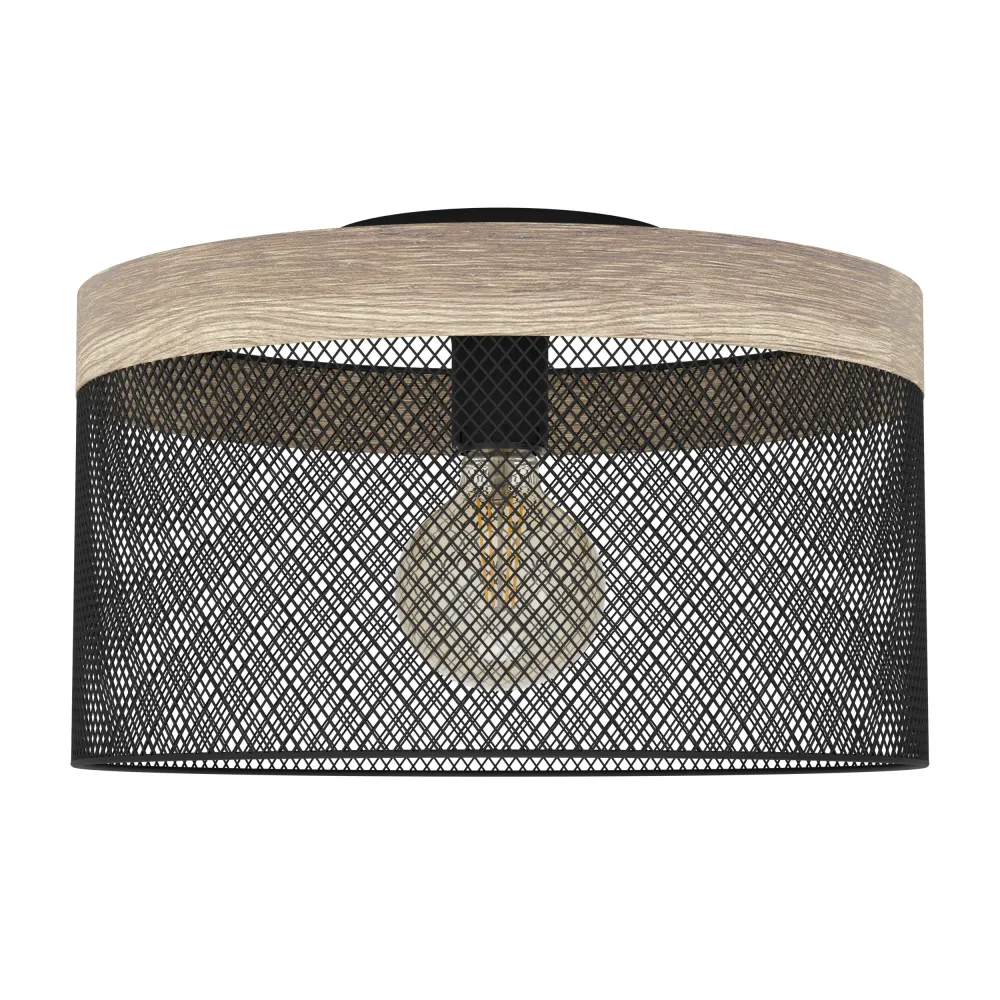 EGLO plafondlamp Kilnsdale - e27 - ø 38 cm - zwart/bruin