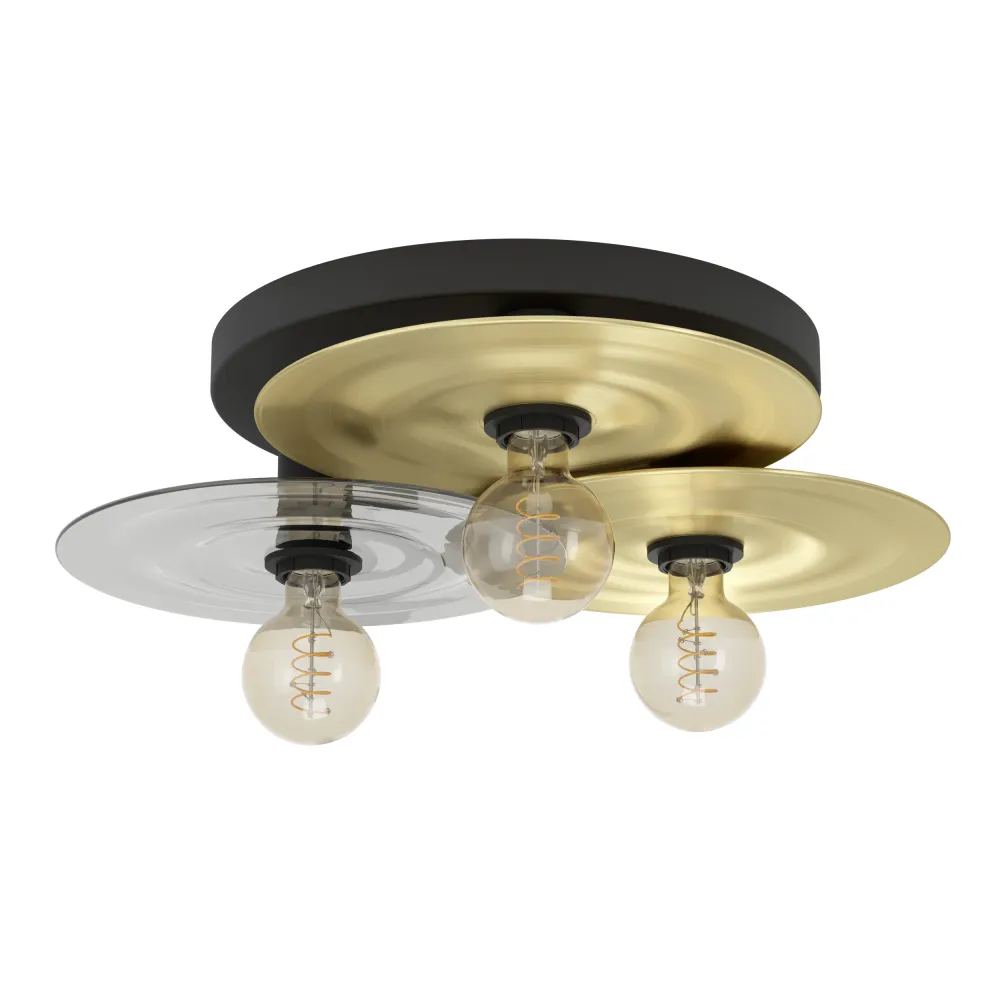 EGLO plafondlamp Lintmill - e27 - ø 53 cm - zwart/goud/grijs