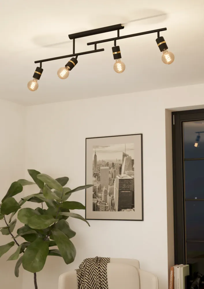 EGLO plafondlamp Lurone - e27 - 100 cm - zwart/koper