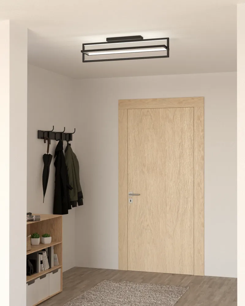EGLO plafondlamp Siberia - led - 78 cm - zwart/wit - dimbaar