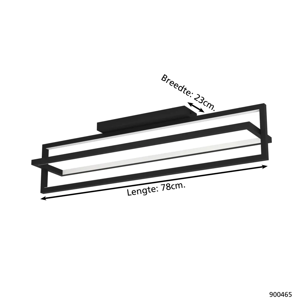 EGLO plafondlamp Siberia - led - 78 cm - zwart/wit - dimbaar