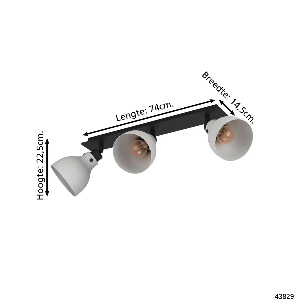 EGLO spot Matlock - e27 - 74 cm - grijs/zwart - staal