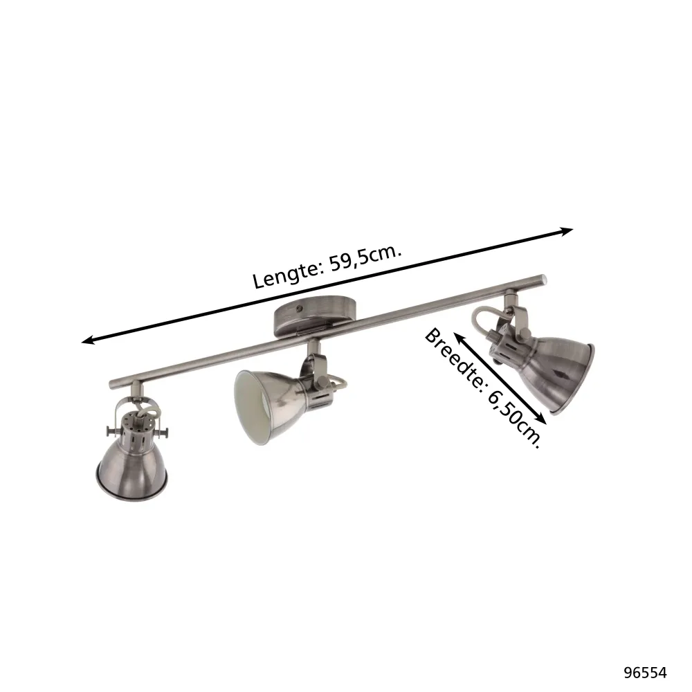 EGLO spot Seras - gu10 - 3 lichts - 59,5 cm - grijs/crème