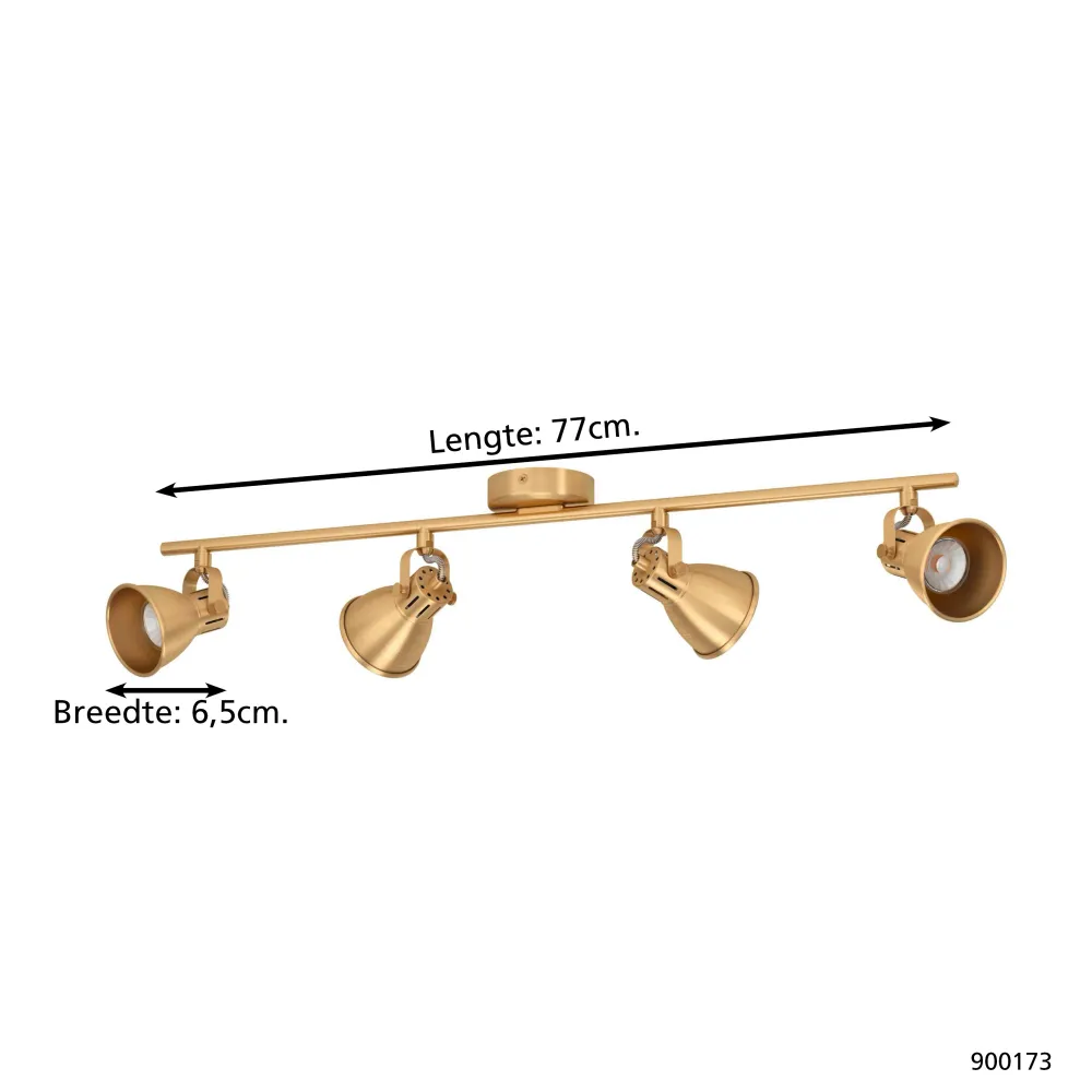 EGLO spot Seras - gu10 - 4 lichts - 77 cm - goud