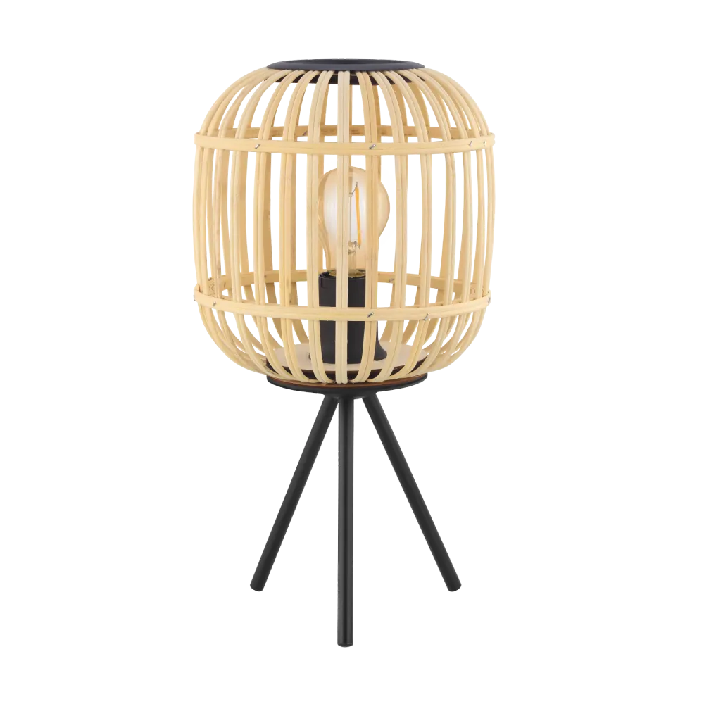 EGLO tafellamp Bordesley - e27 - 40 cm - zwart/natuur