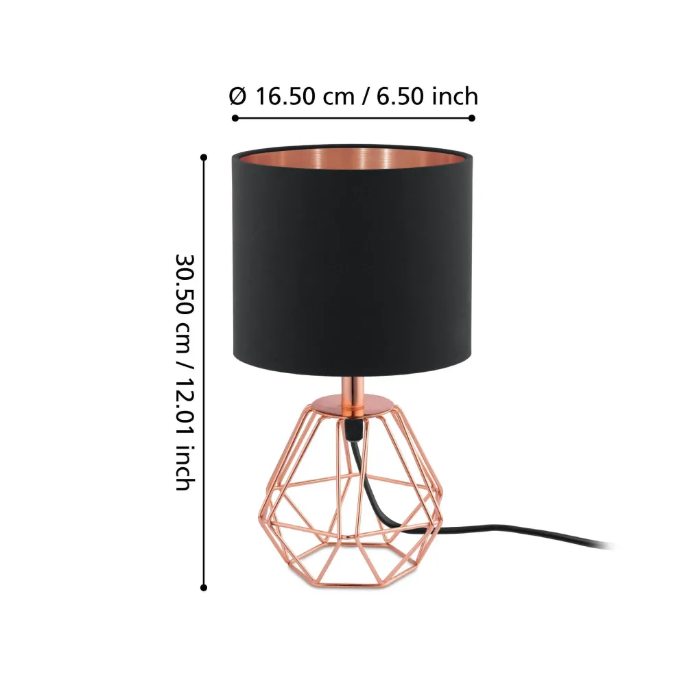 EGLO tafellamp Carlton 2 - e14 - 30,5 cm - koper/zwart
