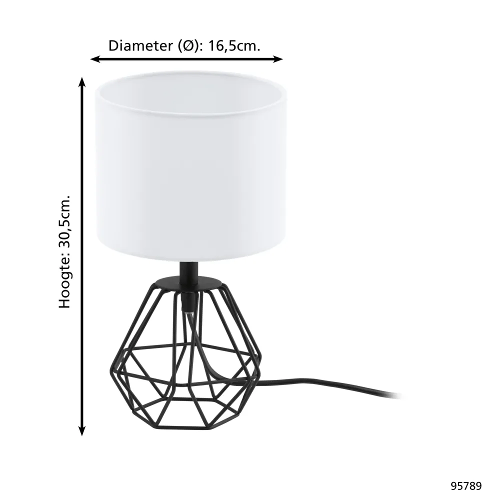 EGLO tafellamp Carlton 2 - e14 - 30,5 cm - zwart/wit