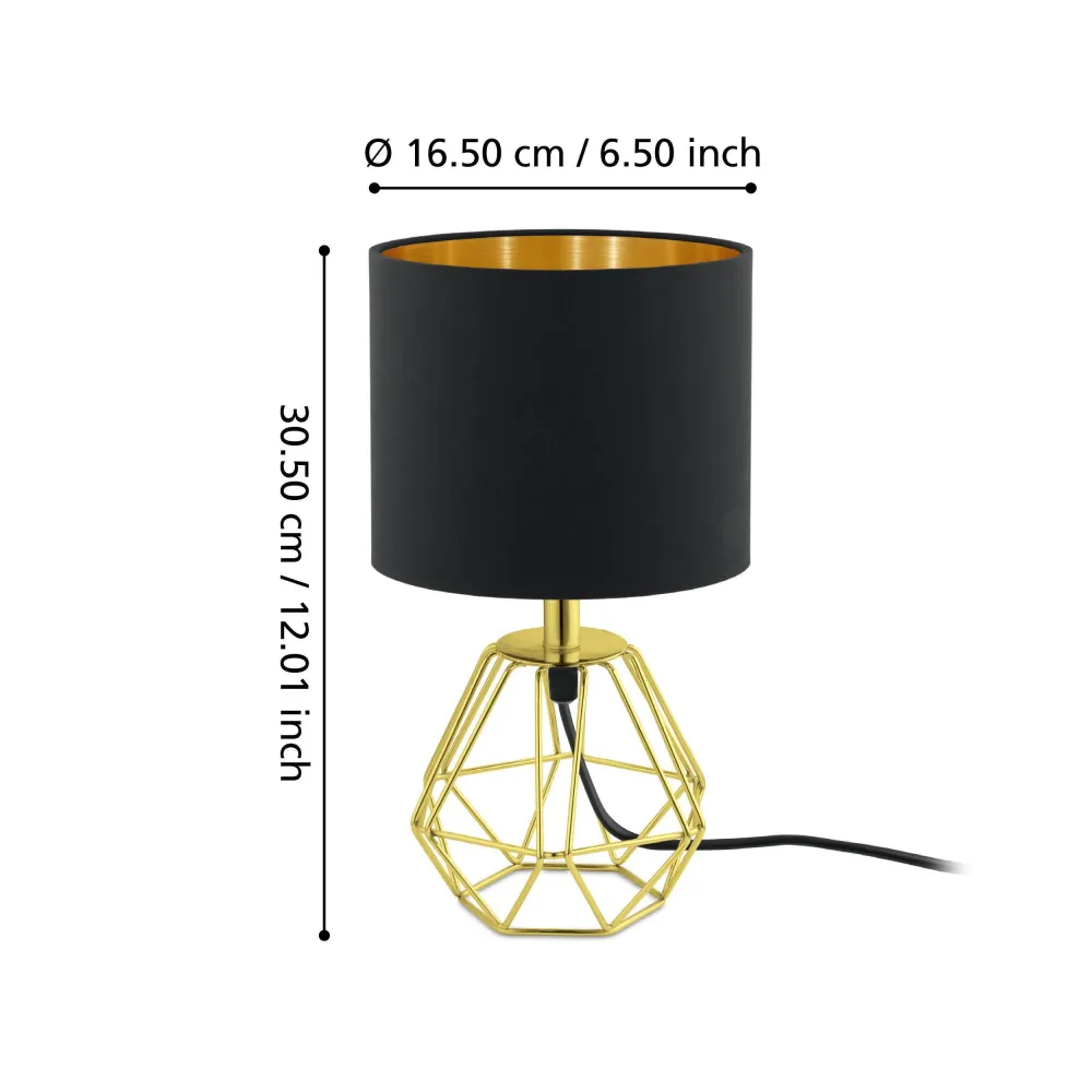 EGLO tafellamp Carlton 2 - 1 lichts - ø 16,5 cm - zwart/goud