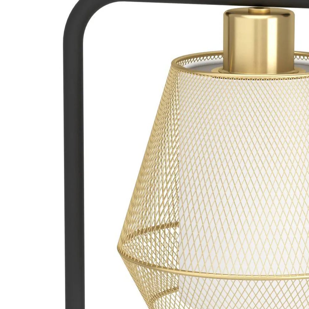EGLO tafellamp Ciudadela - e27 - 50 cm - zwart/goud/wit - textiel