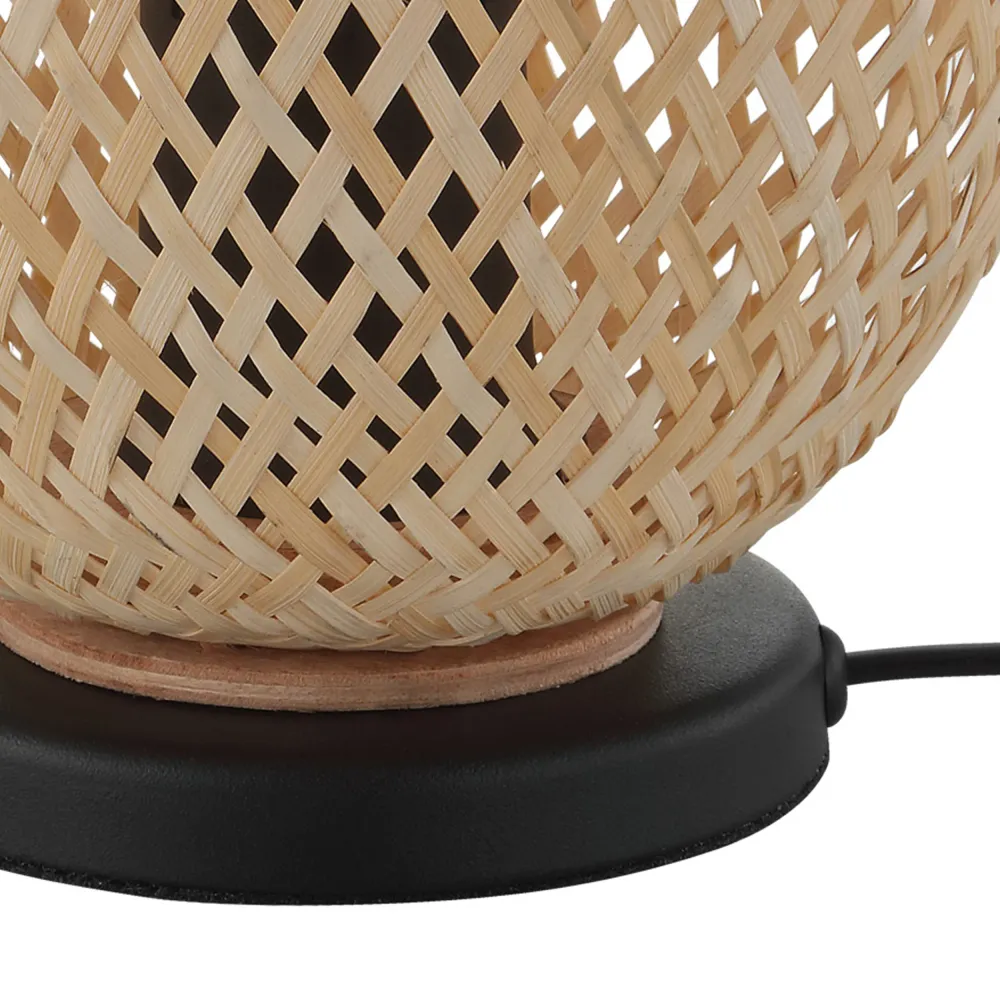 EGLO tafellamp Dembleby - e27 - 25 cm - zwart/natuur