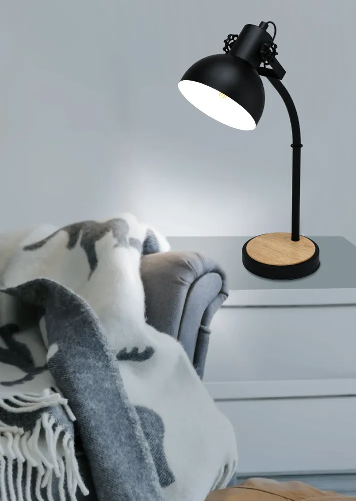 EGLO tafellamp Lubenham - e27 - 57 cm - zwart, bruin