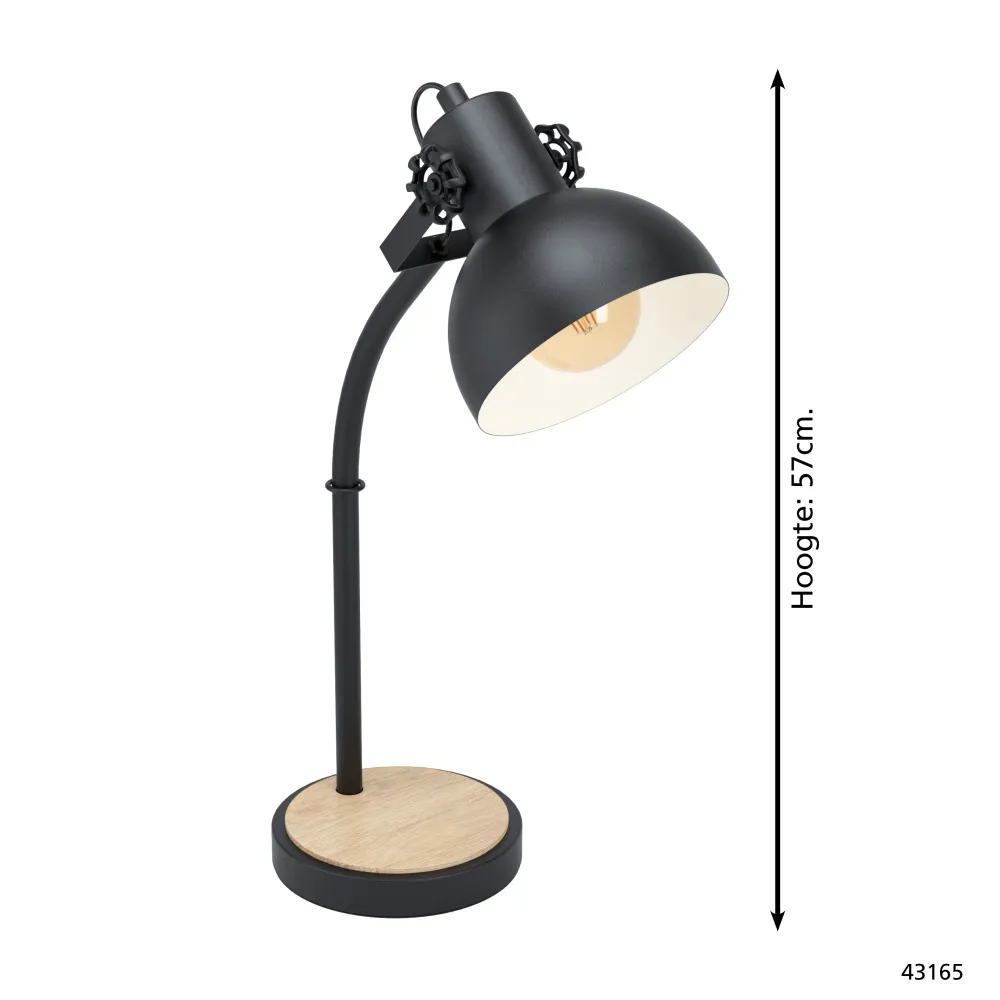 EGLO tafellamp Lubenham - e27 - 57 cm - zwart, bruin