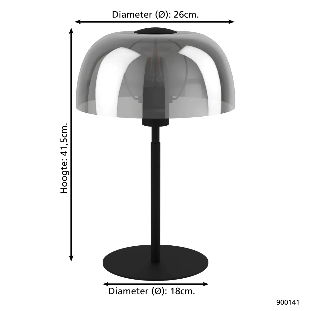 EGLO tafellamp Solo 2 - e27 - 41,5 cm - zwart