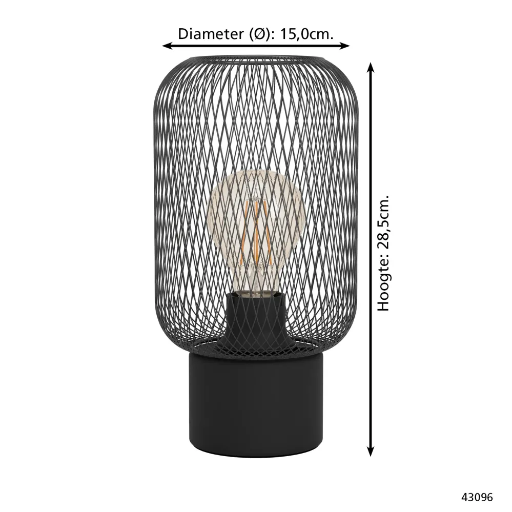 EGLO tafellamp Wrington - e27 - 28,5 cm - zwart