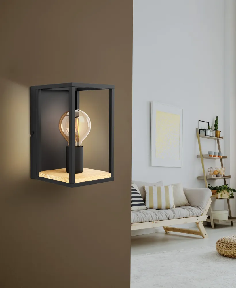 EGLO wandlamp Libertad - e27 - 24 cm - zwart/bruin