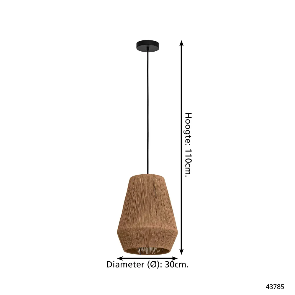 EGLO hanglamp Alderney - e27 - ø 30 cm - zwart/bruin