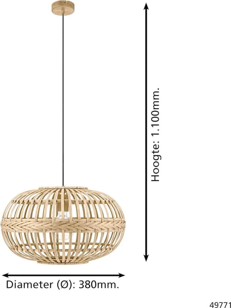 EGLO hanglamp Amsfield - e27 - ø 38 cm - bruin