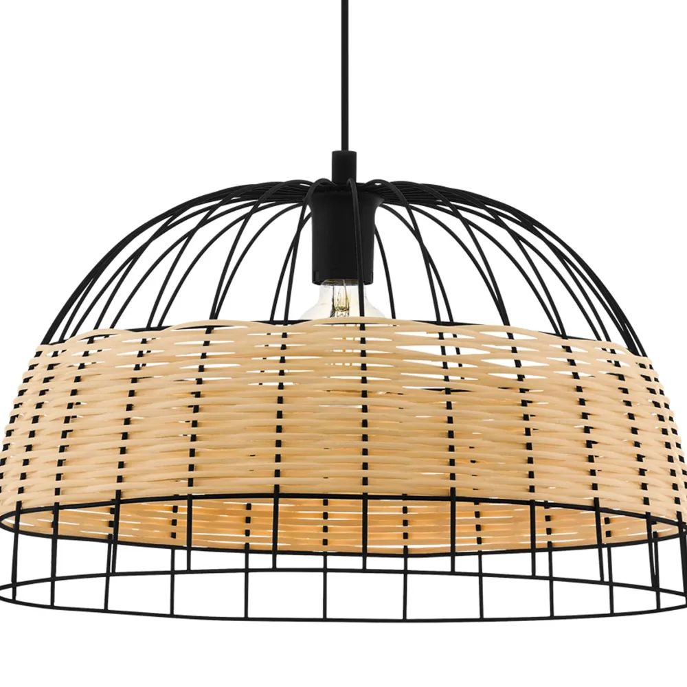 EGLO hanglamp Anwick - e27 - ø 50 cm - zwart/rotan