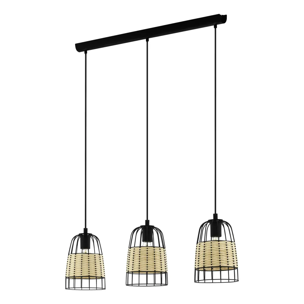 EGLO hanglamp Anwick - e27 - 88 cm - zwart/rotan