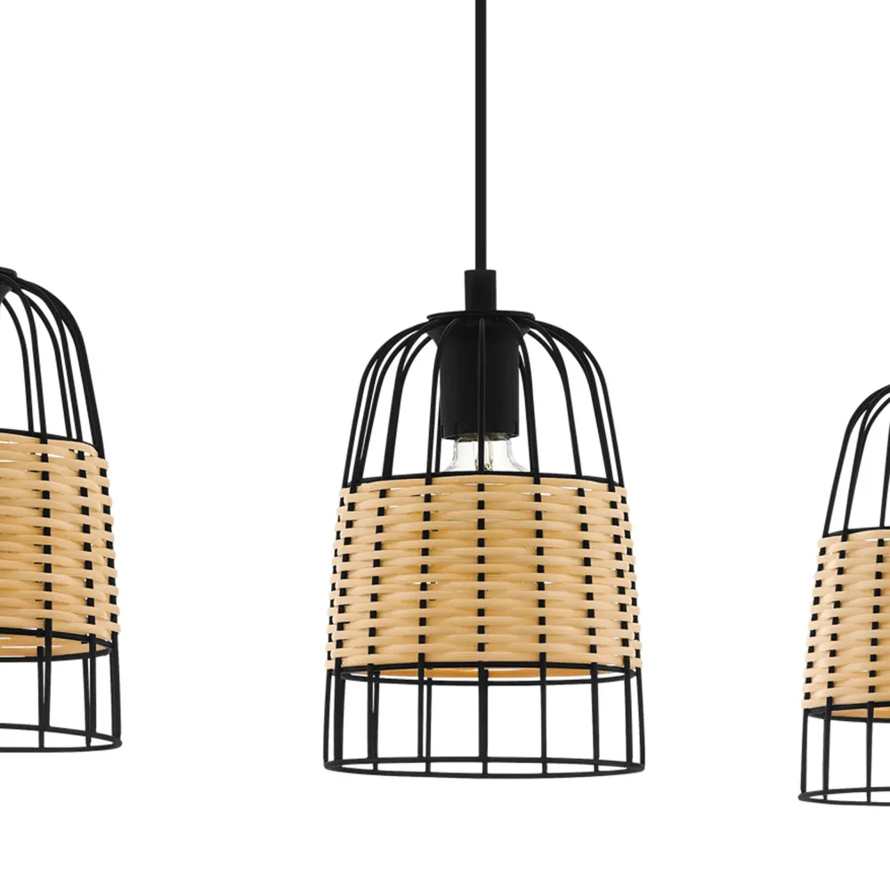 EGLO hanglamp Anwick - e27 - 88 cm - zwart/rotan