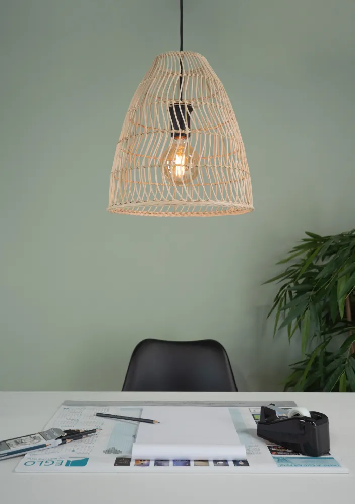 EGLO hanglamp Ayesgarth - e27 - ø 33 cm - zwart/hout