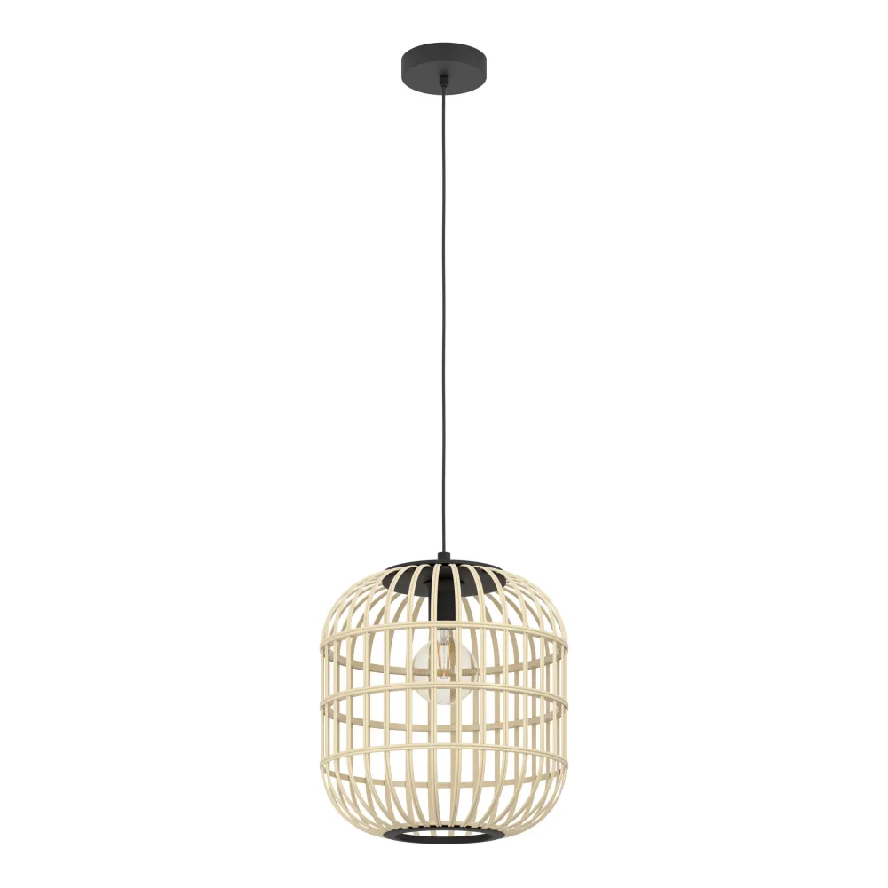 EGLO hanglamp Bordesley - e27 - ø 35 cm - zwart/hout