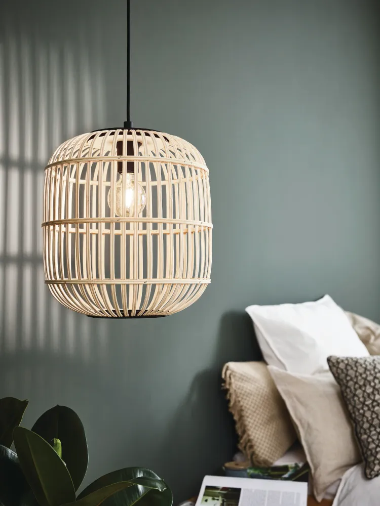 EGLO hanglamp Bordesley - e27 - ø 35 cm - zwart/hout