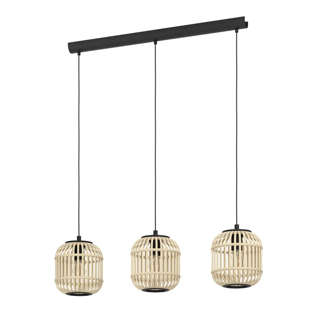 EGLO hanglamp Bordesley - e27 - 91 cm - zwart/hout