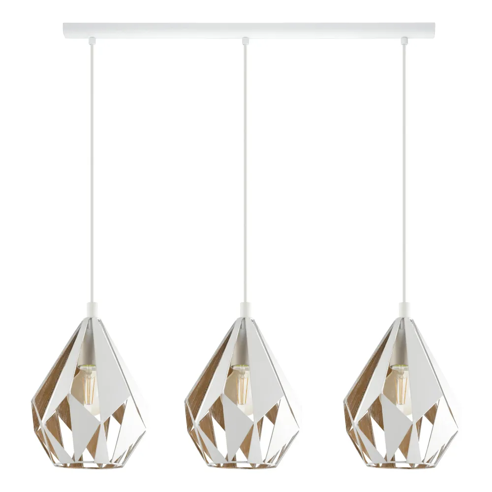 EGLO hanglamp Carlton 1 - 3 lichts - e27 - wit - goud