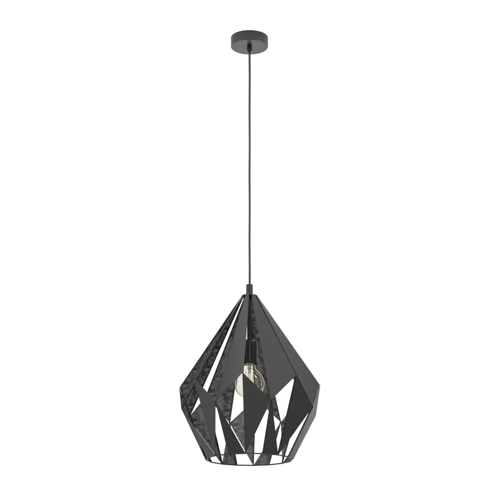 EGLO hanglamp Carlton 1 - e27 - 1-lichts - zwart/zilverkleurig