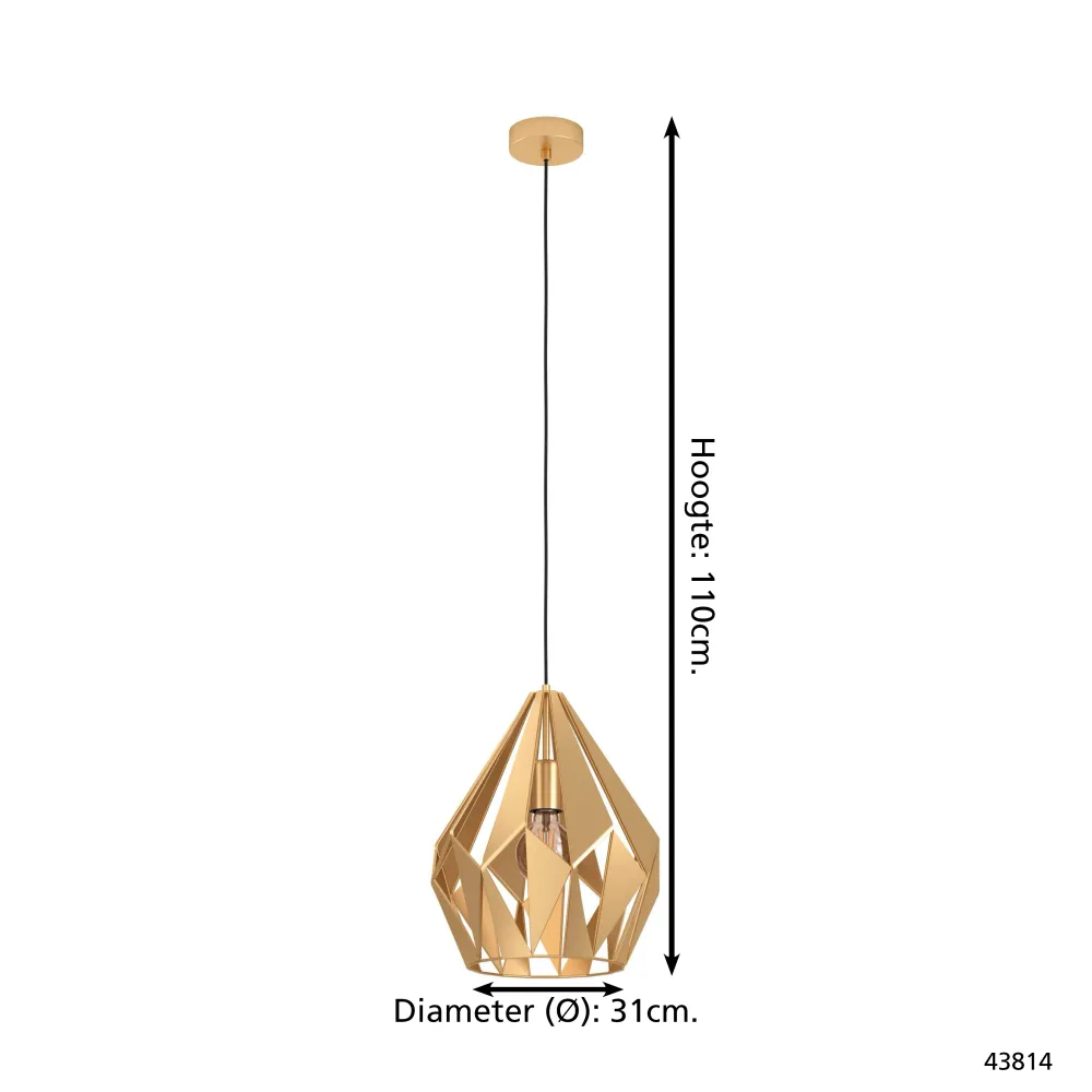 EGLO hanglamp Carlton - e27 - ø 31 cm - goud