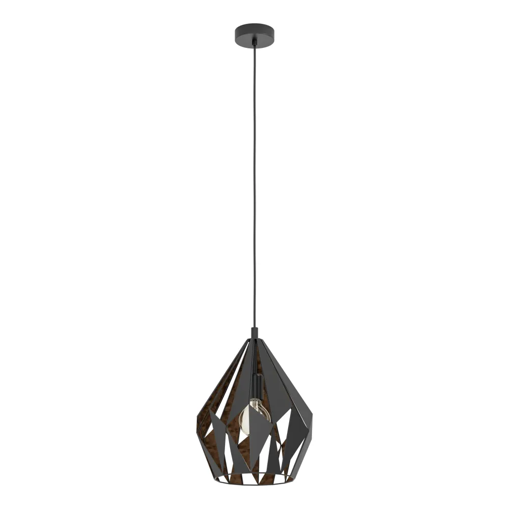 EGLO hanglamp Carlton 1 - e27 - ø 31 cm - zwart/koper
