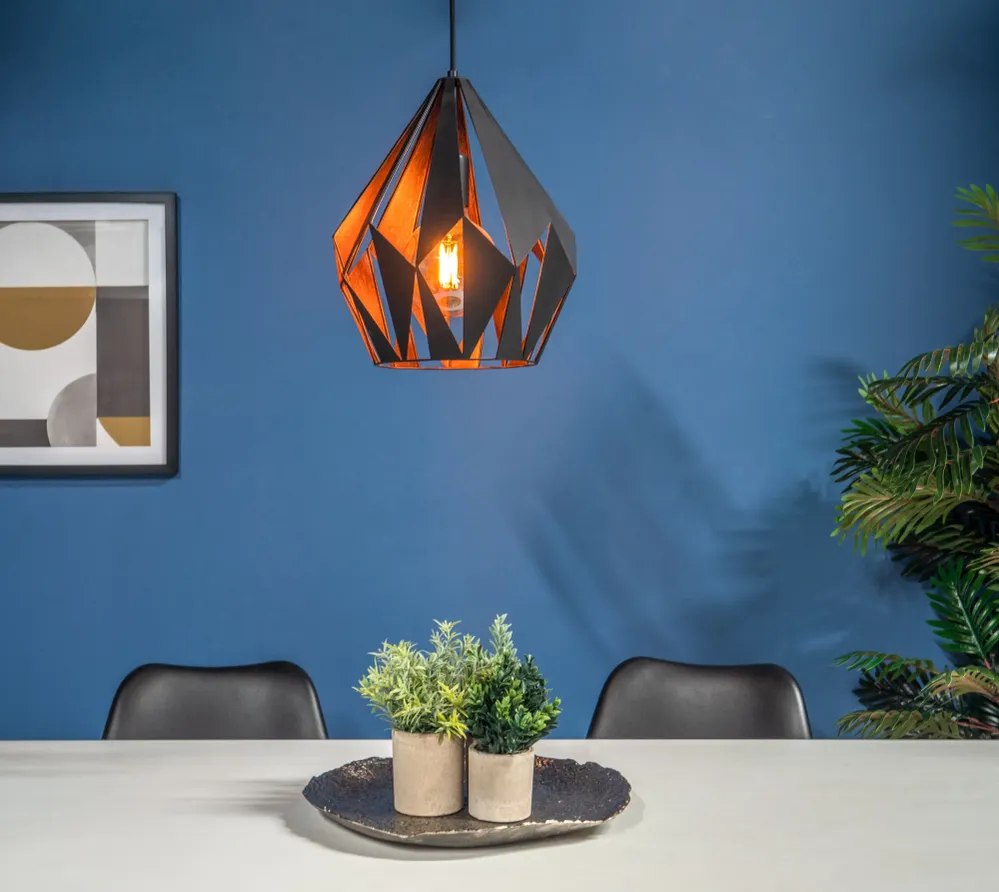 EGLO hanglamp Carlton 1 - e27 - ø 31 cm - zwart/koper