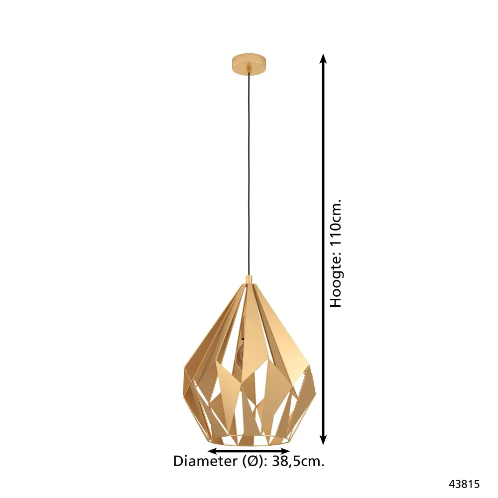 EGLO hanglamp Carlton - e27 - ø 38,5 cm - goud