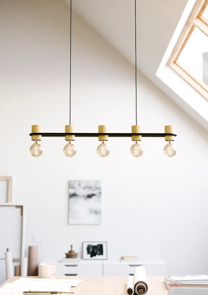 EGLO hanglamp Chieveley - e27 - 88,5 cm - zwart/bruin