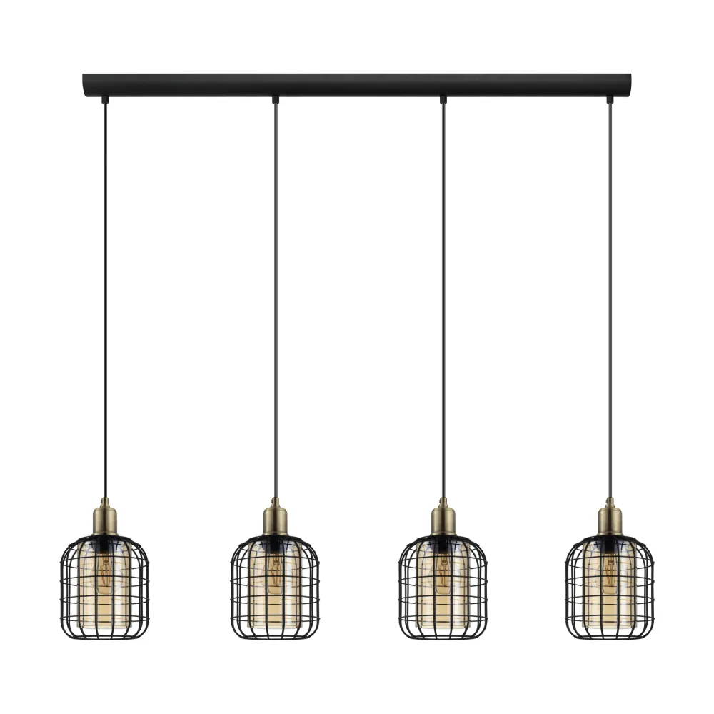 EGLO hanglamp Chisle - e27 - 130 cm - glas - zwart/amber