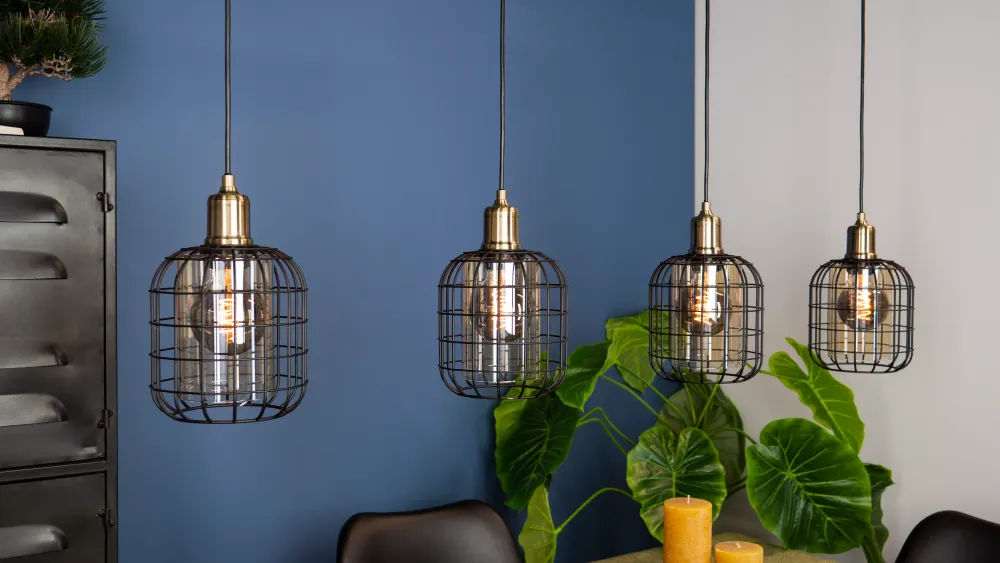 EGLO hanglamp Chisle - e27 - 130 cm - glas - zwart/amber