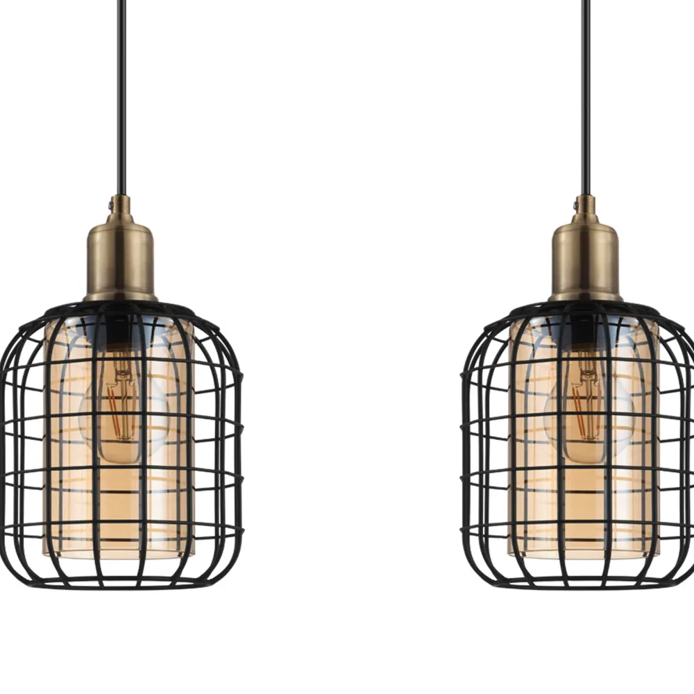 EGLO hanglamp Chisle - e27 - 130 cm - glas - zwart/amber