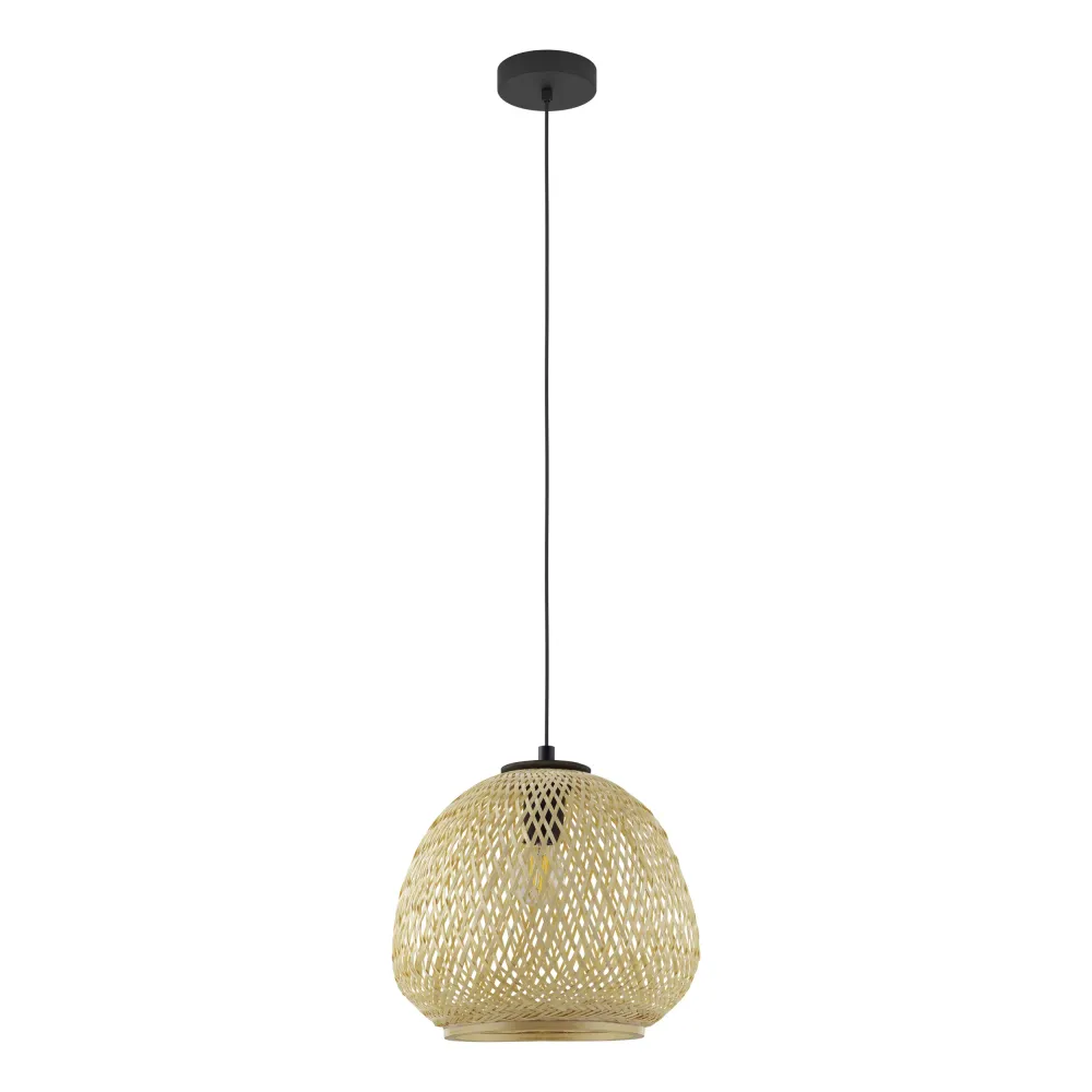EGLO hanglamp Dembleby - e27 - ø 32 cm - zwart/hout