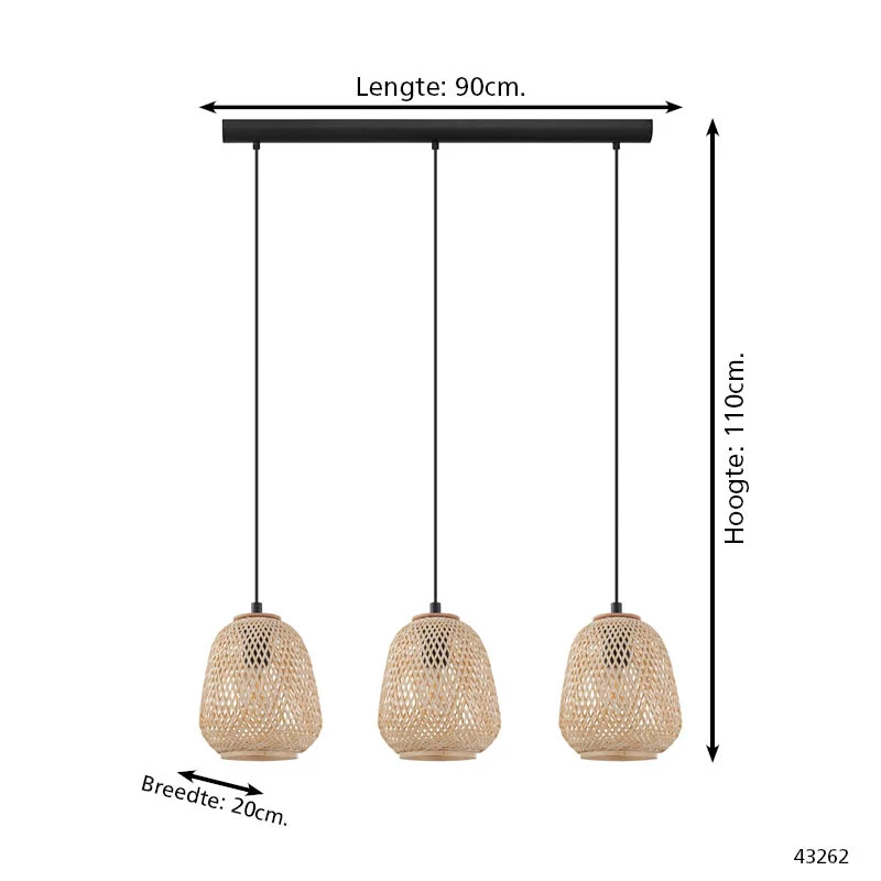 EGLO hanglamp Dembleby - e27 - 90 cm - zwart