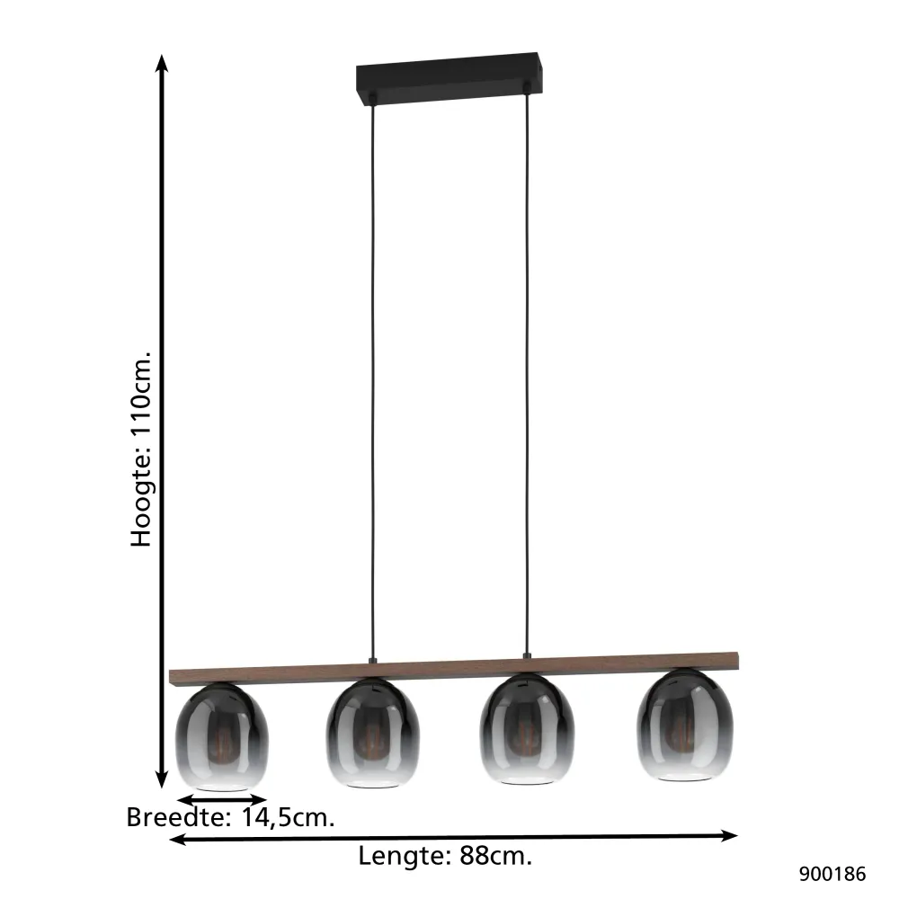 EGLO hanglamp Filago - e27 - 88 cm - zwart/bruin