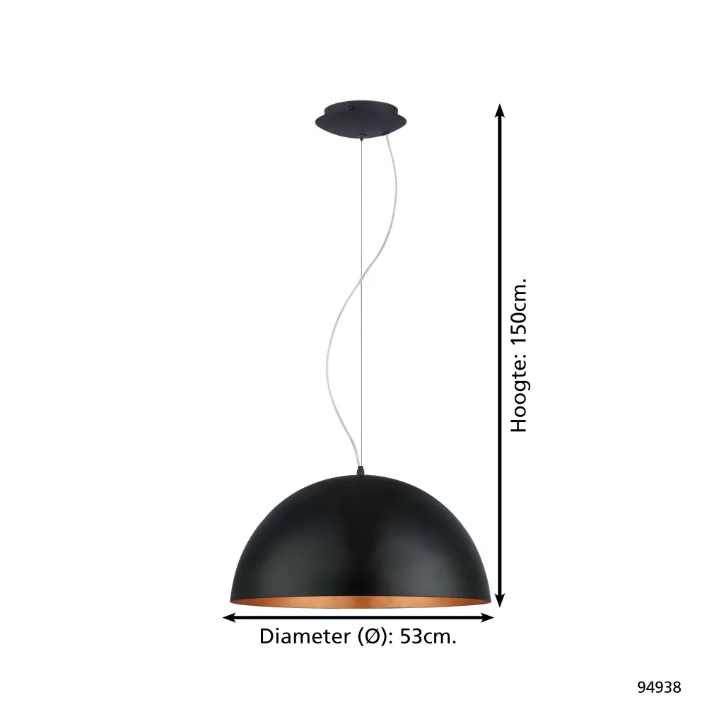 EGLO hanglamp Gaetano 1 - e27 - ø 53 cm - zwart/koper