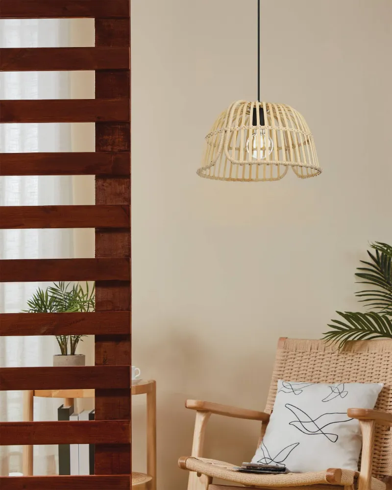 EGLO hanglamp Glyneath - e27 - ø 37,5 cm - zwart/hout