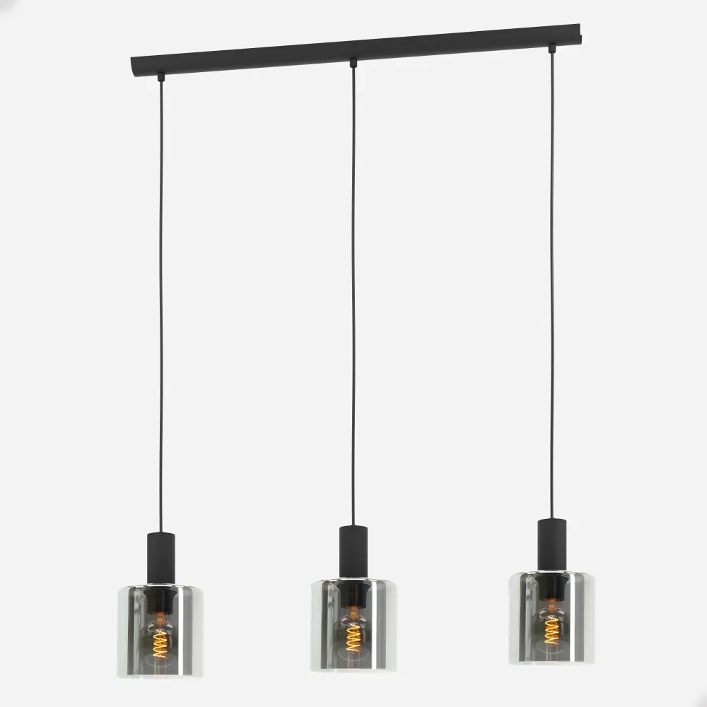 EGLO hanglamp Gorosiba - e27 - 85 cm - rookglas - zwart
