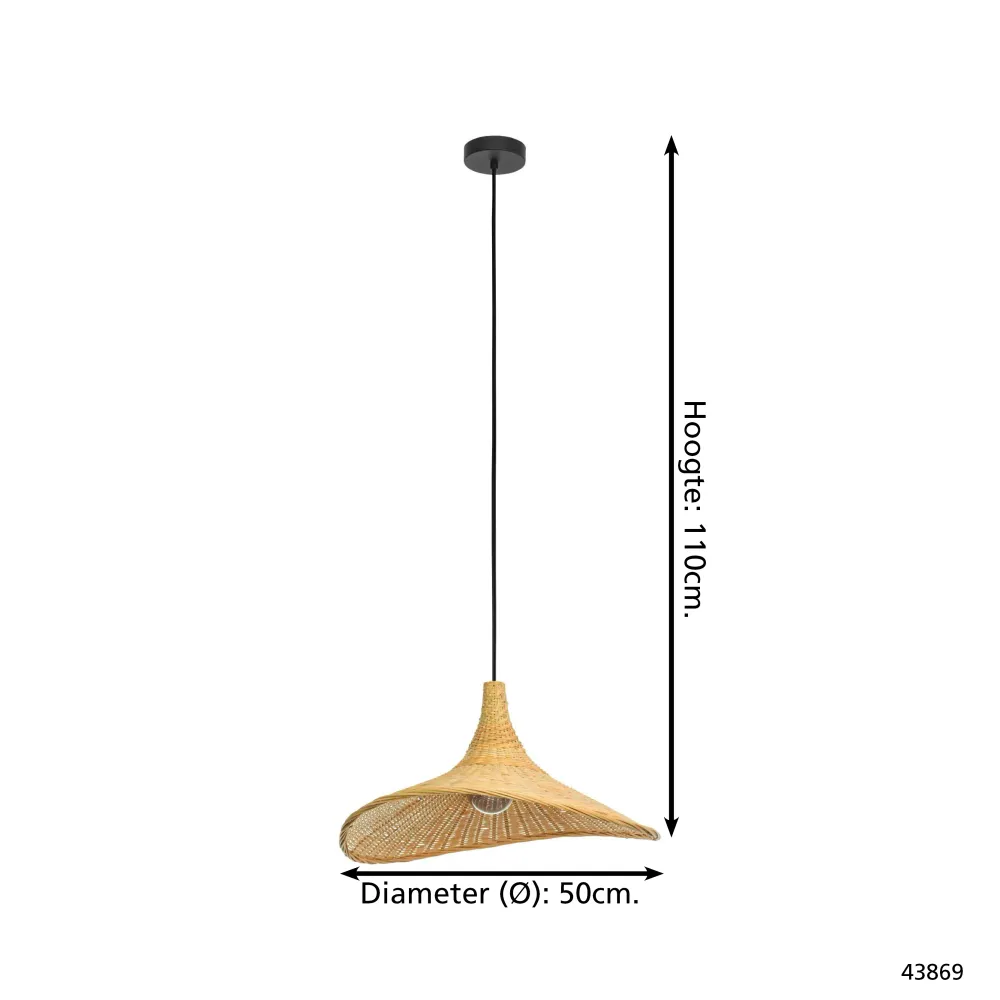 EGLO hanglamp Haxey - e27 - ø 50 cm - zwart/hout